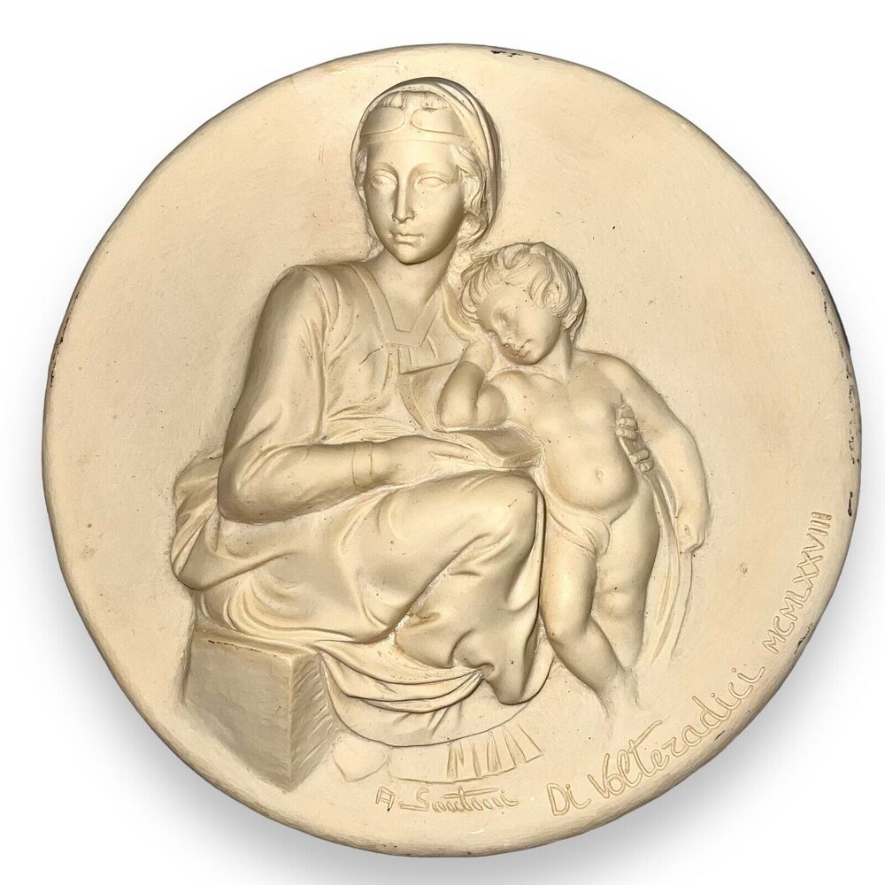Vintage 1978 Madonna Pensosa Ado Santini Italian 3D Relief Collector Plate